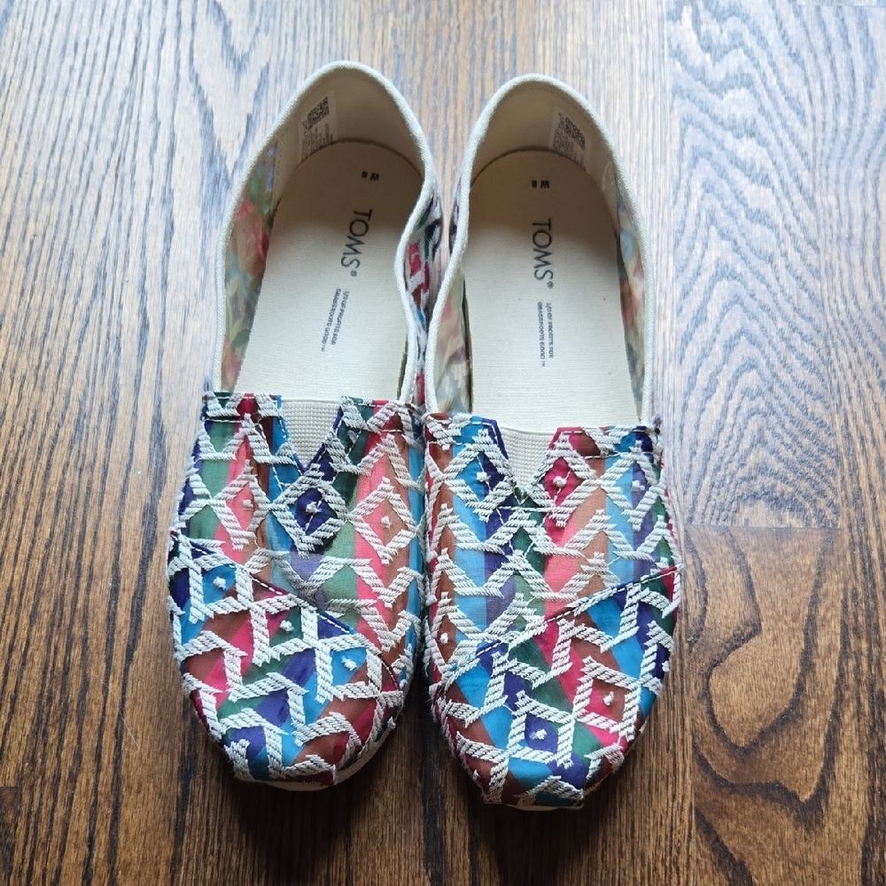 Toms Multicolor Geometric Canvas Slip-Ons